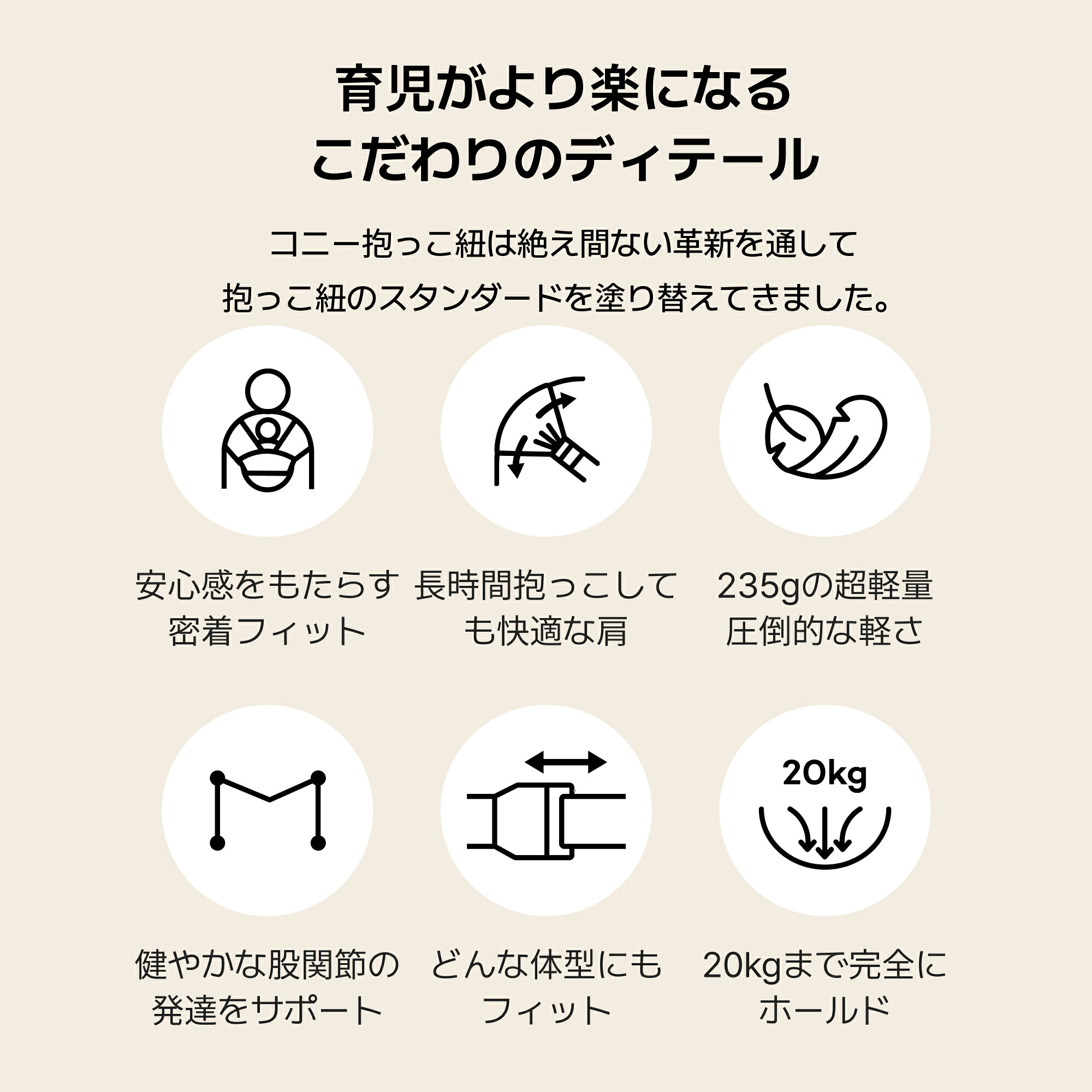 新色発売】コニー抱っこ紐 FLEX SoftBreeze™ ヘッドサポート付 サイズ