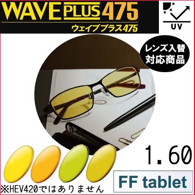 ガチャを引くとさらにお得!FF-tablet 1.60 ベーシック ウェイブプラス475 中近両用 レンズ 単品販売 内面累進 イトーレンズ UVカット付(2枚)|こん太村