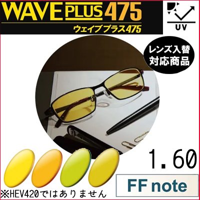 ガチャを引くとさらにお得！FF-note 1.60 ベーシック ウェイブプラス475 中近両用 単品販売 レンズ交換可能 内面累進 イトーレンズ UVカット付（２枚）