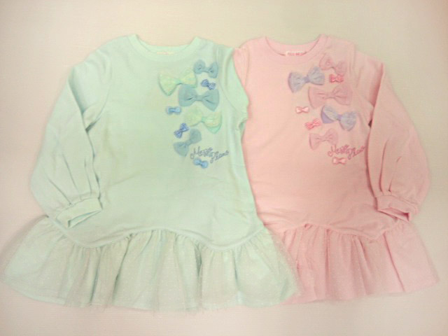 日本全国送料無料 セール メゾピアノ Mezzopiano 立体リボンモチーフいっぱい裾チュール重ねた裏毛ワンピース ワンピース 長袖 110 1 130 140cm 19春 希少 Lexusoman Com