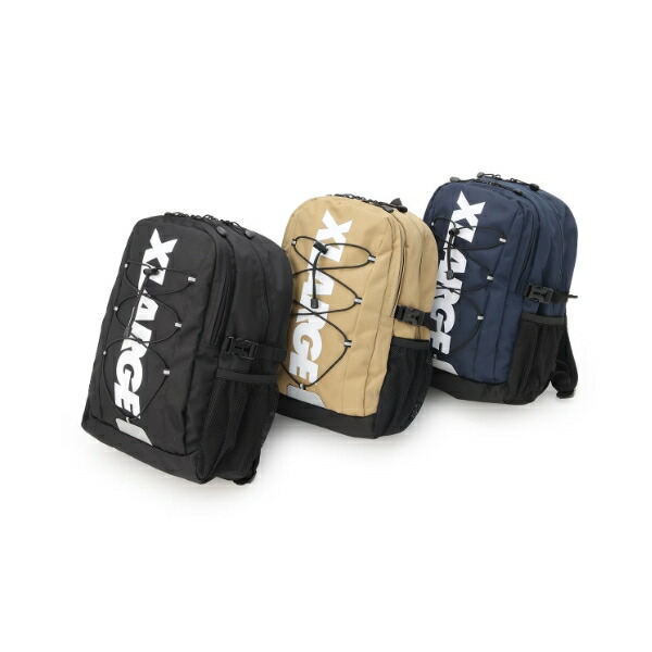 XLARGE KIDS エクストララージ キッズ ロゴストリング バックパック リュックサック コン クロ ベージュ ネイビー ブラック 遠足 修学旅行 1泊2日 2泊3日 小学生 中学生 キッズ