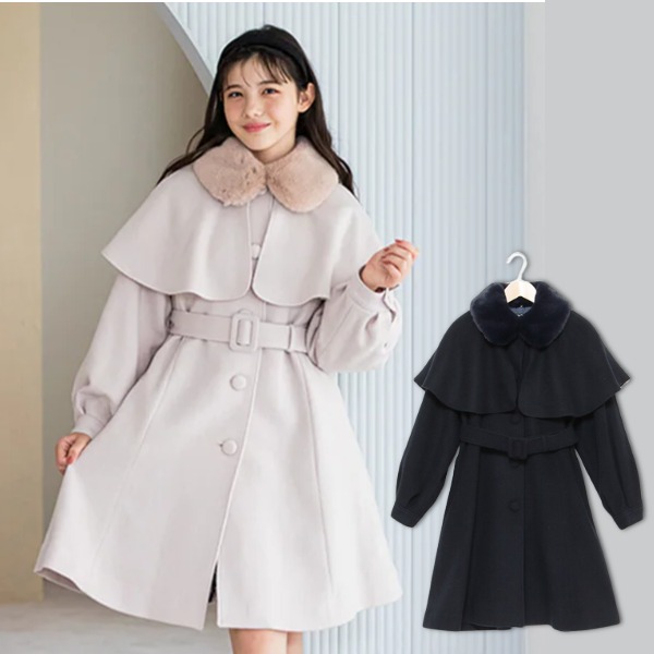 千円値下げ中【新品送料込】定19，580円 メゾピアノ　コート　140　匿名 メゾピアノジュニア(mezzo piano junior)フェイクファーつき