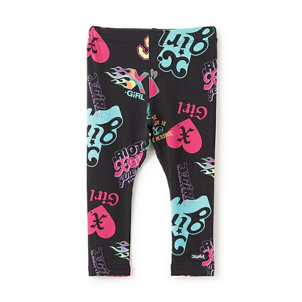 X-girl Stages エックスガール ステージス MIXロゴレギンス スパッツ ハート 80 90 100 110 120 130 140cm ベビー キッズ ジュニア画像