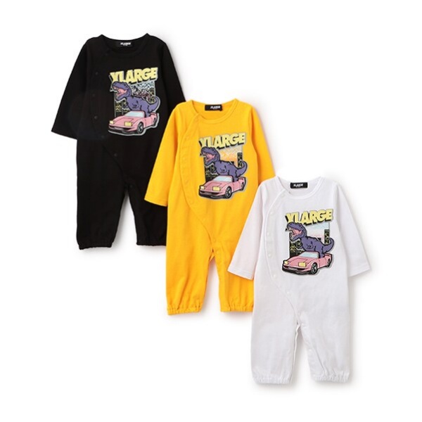 XLARGE KIDS エクストララージ キッズ 恐竜&クラシックカー2WAYオール カバーオール ダイナソー 自動車 50 60 70cm ベビー