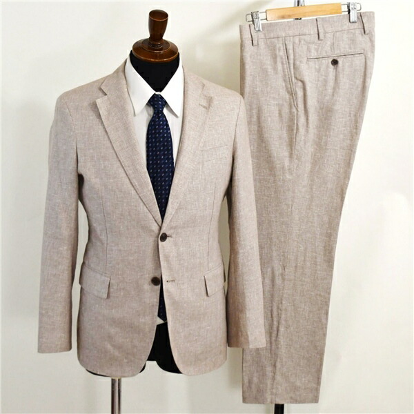 LANDS’END 麻混 2つ名取り草 シングル背広 S Y4 ベージュ 否タック リストバンド4つ釦 開き見せ 508798 夏物 春夏 薄っぺら 6XE149 【貨物輸送無料】【中古】【メンズ商行為】202605