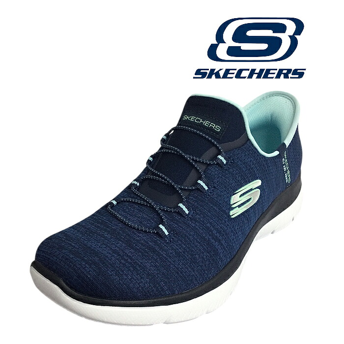【SKECHERS スケッチャーズ 150264-NVAQ Slip-ins スリップインズ SUMMITS-EVERYDAY SET サミッツ エブリデイ セット】ネイビー/アクア レディース ウィメンズ Slip-ins 手を使わず履ける ハンズフリー 洗濯機洗い可能|靴屋 【 KOOK 】