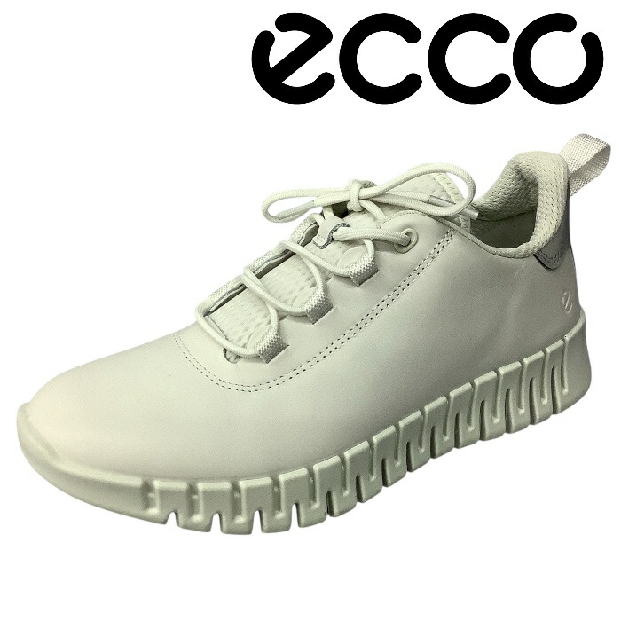 見せびらかす品極限点！返品・取り替えっこ不可本革 ECCO 残響音 Gruuv Flexible Sole Women 218203 60718 White  ウィメンズ  なめし革  スニーカー 牛皮  お出かけ
