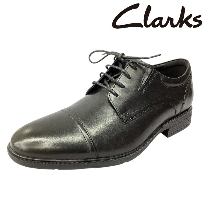 【CLARKS　クラークス Steadwell Cap 26184676 850J　BLACK　ブラック】ステッドウェルキャップ　フルグレインレザー　ストレートチップ　メンズ　ビジネス　フォーマル　通勤　｜靴屋　【　ＫＯＯＫ　】