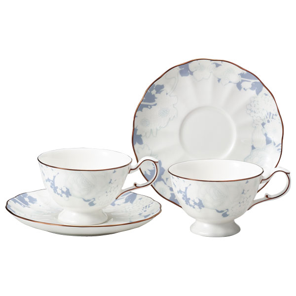 ナルミ NARUMI ローズ・ブランシェ Rose Blanche ペア ティーコーヒー兼用カップ＆ソーサー 約210cc 52187-7165 洋食器 コーヒーカップ＆ソーサー ティーカップ＆ソーサー ペア兼用碗皿 ボーンチャイナ コーヒー 紅茶 御祝　御結婚祝 ご贈答品