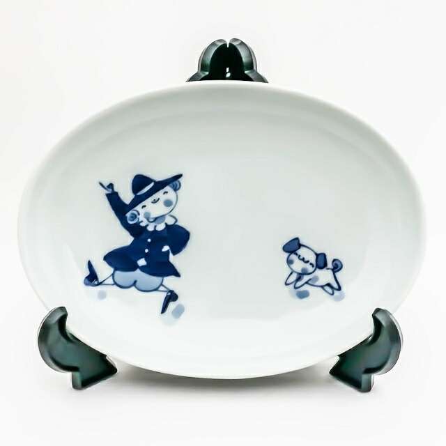 青花染付 手描き女子人物図 端正な線描の飾り皿 コレクション