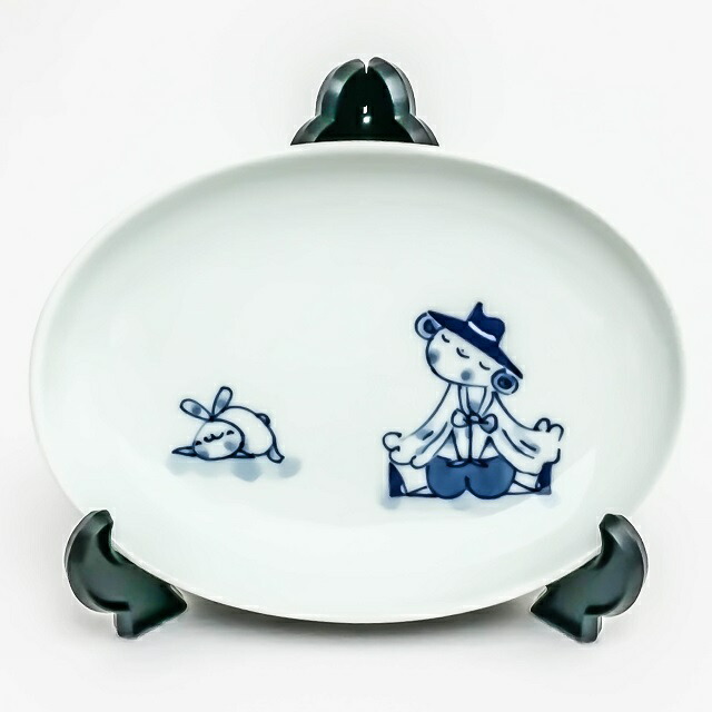 楽天市場】有田焼 しん窯 青花 子供食器青花 異人づくし 小判銘々皿 S