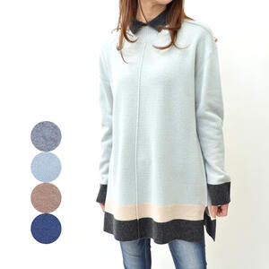 即納 最大半額 楽天市場 レディースファッション チュニック ニット セーター ハイゲージ 襟付き ウール カシミヤ混 秋冬 婦人服 ミセスファッション カジュアル 婦人服 40代 50代 グレー サックス キャメル ネイビー ブティック コーラン 超歓迎