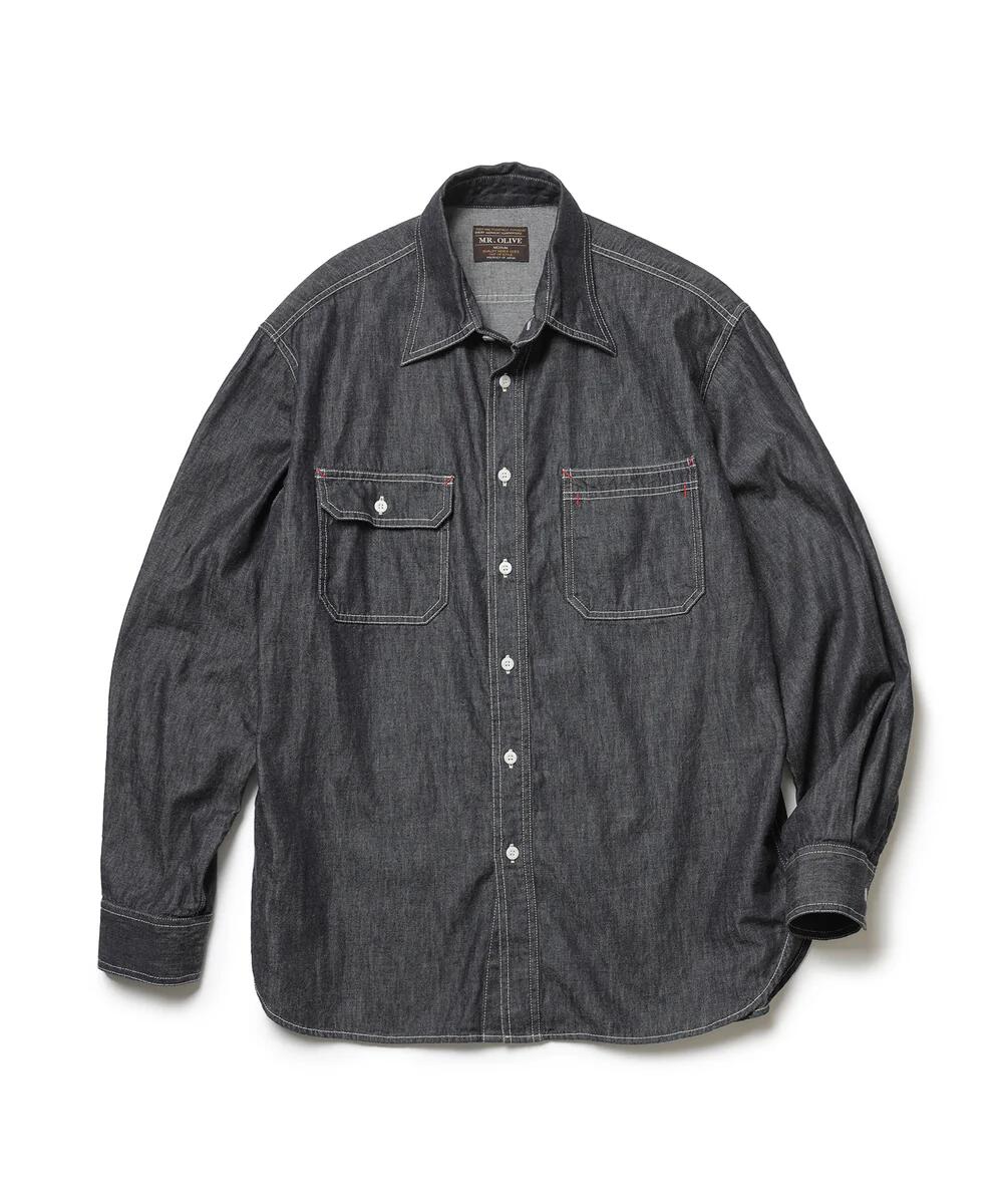 MR.OLIVE / 6oz DENIM / RINSE WASH SERVICEMAN SHIRT / ミスターオリーブ / 6オンスデニム / リンスウォッシュ サービスマンシャツ