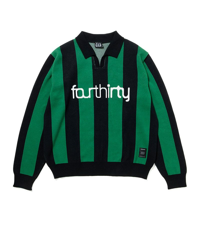 【SALE】430 fourthirty / L-S STRIPE JERSEY KNIT POLO / フォーサーティ L-S ストライプ ジャージー ニット ポロ