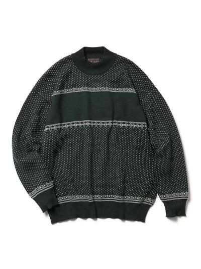 MR.OLIVE / 12G NORDIC JACQUARD / RELAX BOTTLE NECK SWEATER / 旦那オリーブ / 12Gノルディックジャガード / リラックスボトルネックセーター ニット・セーター-メンズファッション