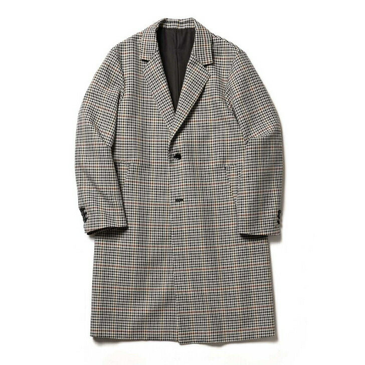 MR.OLIVE / VALENCIA CHECK / CHESTERFIELD COAT　ミスターオリーブ/バレンシアチェック/チェスターフィールドコート MROLIVE カジュアル　ビジネス　ロングコート　ショップコート　アウター　秋　冬　春　柄　着回し ユニセックス ウール