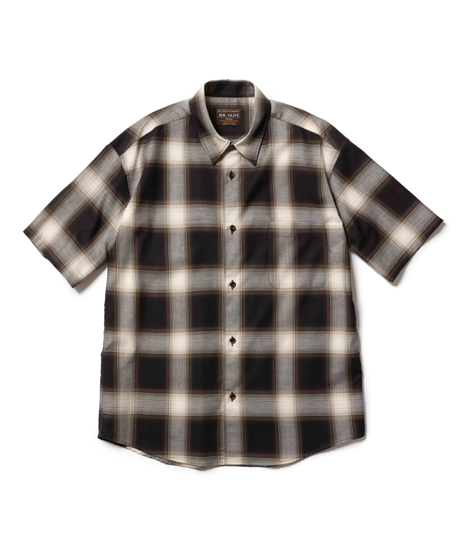 【SALE】MR.OLIVE/ORGANIC COTTON OMBRE CHECK / REGULAR COLLAR S/S SHIRT ミスターオリーブ/オーガニックコットン オンブレーチェックシャツシャツ メンズ レディス ユニセックス|KORC