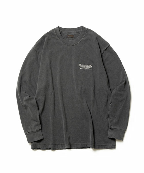 MR.OLIVE/USED 12/1 EMERALD COTTON / EMBROIDERY L/S T-SHIRT 旦那オリーブ/エメラルド綿織物 / 刺しゅう ユーズドロンT
