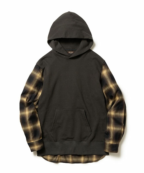MR.OLIVE/URAKE & OMBRE CHECK / HYBRID HOODY　ミスターオリーブ/裏毛&オンブレチェック / ハイブリットフーディー)