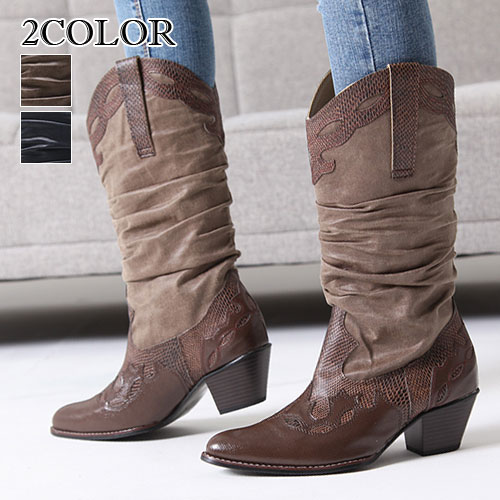 好評 ウエスタン ポイント5倍 2色ウエスタンブーツ Voce 靴 おしゃれ ウエスタンブーツ 女性 シューズ 美脚 ブーツ ブラック ミドルブーツ レディース ブーツ 背伸び シューズ ヒール ウエスタンブーツ レディース シューズ 背伸び ブーツ ヒール シューズ レディース