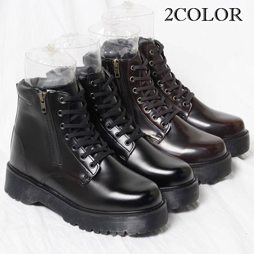 楽天市場 ポイント5倍 2色厚底ブーツ メンズ シューズ レースアップ ブーツ ミリタリー シューズ メンズ ブーツ 厚底 ショートブーツ インソール ミリタリーブーツ 厚底シューズ メンズ インソール ブーツ インヒール ワークブーツ 厚底ブーツ サイドジップ Voce