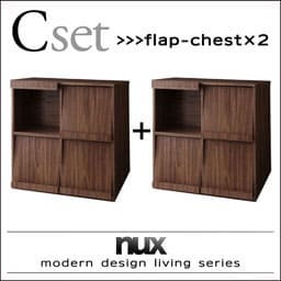 送料無料 C：2点セット フラップチェスト | 木製 収納 収納家具 シンプル モダン リビング 家具 引出し ウォルナット調 衣類 衣服 洋服 省スペース 整理