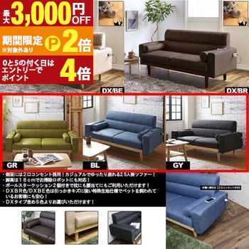 ハウ | 2.5人掛けソファ 2.5人掛け 2.5P 幅159cm ファブリック 側面2口コンセント クッション付き 腰当て 枕 脚高18cm お掃除ロボット ロボット掃除機 リビングソファ 人気 コンセント付 ワイド ゆったり Sバネ ウレタン 疲 【最大3,000円OFFクーポン配布中｜20日P2倍】｜【コ・レ・ダ】　家電＊インテリア