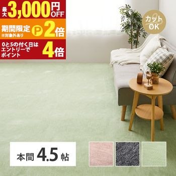 【最高限度3,000円OFF引き換え証有・15日PT2倍！お買い出しマラソン】引っ敷き 本間4.5畳 286×286糎 ポリエステル100% 平織 愛玩動物に分かりやすい撥ね除けるパイル 後ろ側不織布 無償性撥ね除ける 敷詰 熱っぽい引っ敷き・床暖房装置相応う 日本製 ラウム インテリア・寝具・収納-カーペット・ラグ-カーペット・マット・畳