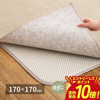 【P10倍（要エントリー）＋クーポン】 両面すべり止め付き ふっくらアンダーラグ 抗菌機能付き 170×170cm インテリア 敷物 ラグマット カーペット マット 抗菌機能 両面すべり止め ふっくら シンプル モダン 北欧 ナチュラル 快適 丈夫 長持ち 実用 おしゃれ オシャレ