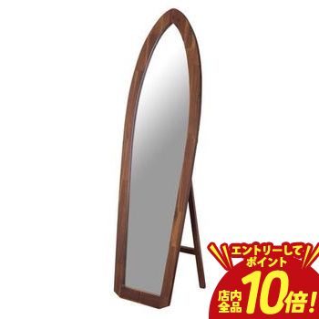 【P10倍（要エントリー）＋クーポン】 スタンドミラー | サーフミラー 全身 ミラー 全身鏡 鏡 姿見 シンプル ナチュラル 西海岸 サーフボード型 木製 おしゃれ 玄関 フレーム 木製スタンドミラー