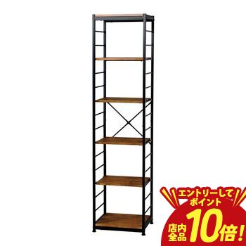 【P10倍（要エントリー）＋クーポン】 オープンラック スチール ラック スキマ スリム ラック 6段 フリーラック 幅44cm 奥行35cm 高さ180cm ラック 収納棚 棚 収納 木目 木製 スチール シンプル ブラウン ナチュラル ヴィンテージ風 一人暮らし 新生活