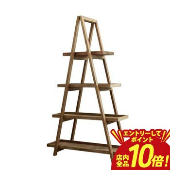【P10倍（要エントリー）＋クーポン】 ラダーシェルフ 4段 ディスプレイラック 無垢 古木 古材 木製 脚立型 A型 飾り棚 ラック 大型 オープンシェルフ 北欧 棚板 おしゃれ スリム アンティーク風