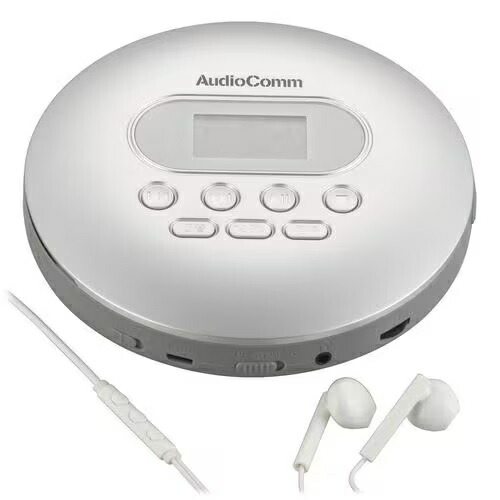 オーム電機 携帯型CD電気蓄音機 CDP-3875Z | OHM USB給電 ACアダプタ しろがね色