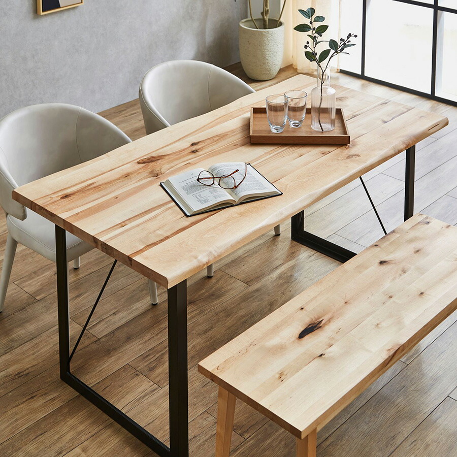 楽天市場】ダイニングテーブル 180 単品 無垢 一枚板風 木製 バーチ材
