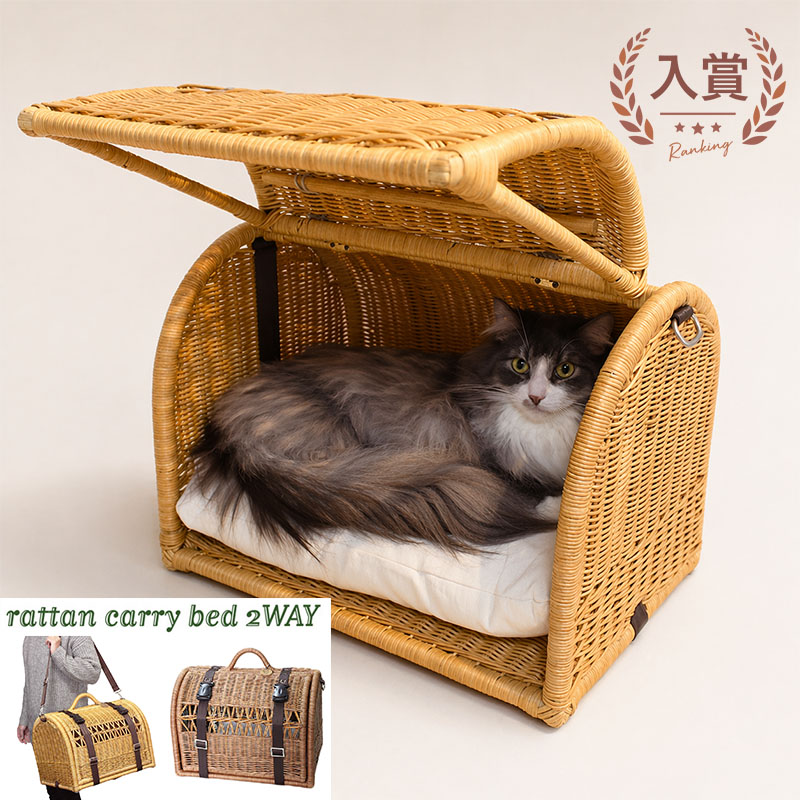 ラタンキャリーベッド 2WAY | オールお手てお手伝いさん 生まれながら原料品寝台 キャットベッド 猫 キャットハウス 籐 トゥー ラタン 寝台 猫 小型座布団 今めかしい 愛くるしい 持ちはこび