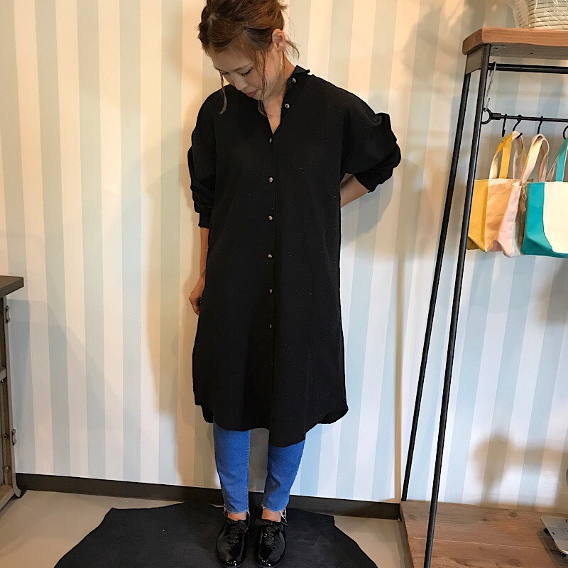超歓迎 楽天市場 産直商品 遠州織物 ネップミックスダンガリー シャツワンピース Black 黒 ふじのくに おいしい処 静岡 海外最新 Advance Com Ec