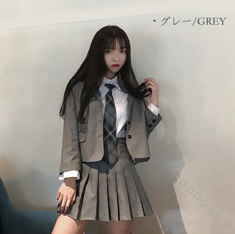 新色追加 卒業式スーツ 女の子 卒服 小学校女子 韓国風制服 なんちゃって制服 ネクタイ付き グレー フォーマルスーツ 大きいサイズ対応 プレザースカート ジャケット入学式 卒業式用子供服 白ブラウスセット