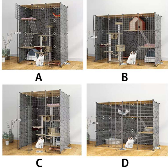 キャットケージ　キャットゲージ　3段　ピ猫用品　多機能　大型　ケージ キャットケージ 3段 猫ケージ 折りたたみ式 110×75×47cm 猫