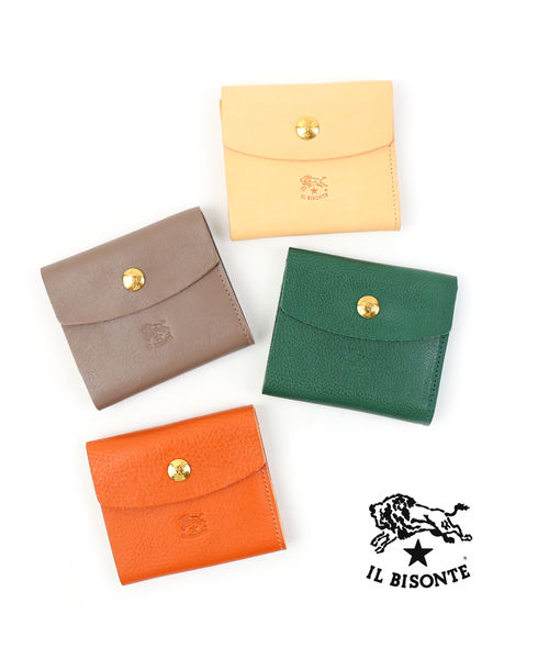 レディース レディース財布 二つ折り財布 送料無料 Il メンズ Bisonte イルビゾンテ レザー Il バッグ 小物 ブランド雑貨 小三郎商店 フラップウォレット レディース財布