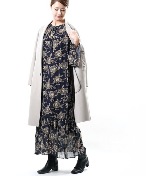 レディースファッション ワンピース Print Flower Ggt Rayon ロングワンピース ギャザードレス フラワープリント Pas ヌキテパ レーヨン Quittez Ne Gather Dress レディース Sleeve セール 登場から人気沸騰 Blog Paraisodasbombas Com Br