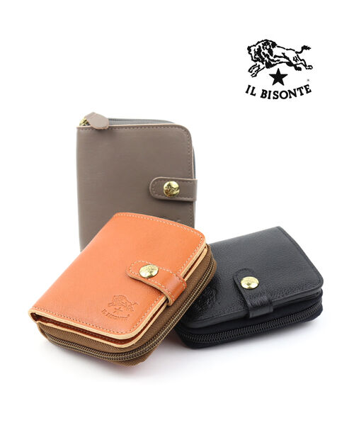 イルビゾンテ 紙入れ 二つ折り 定まり品 IL BISONTE なめし革 ラウンドジッパー 二つ折り紙入れ ミニ紙入れ パウダーコンパクト ミニウォレット 歌留多衣嚢 売れ筋作目 ・54172309440-0062201(メンズ)(レディース)(1F)