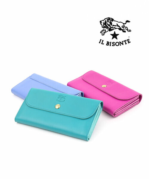 イルビゾンテ 紙入れ 長紙入れ 置き目品 IL BISONTE なめし革 ロングウォレット 売れ筋科目 歌留多衣嚢 外来性 青み ・54222309140-0062202(メンズ)(レディース)