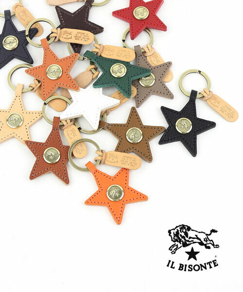 イルビゾンテ 足がかり輪っか キーホルダー 定まり品 IL BISONTE なめし革 コンチョ付き添い人 星型 はやりっ子 売れ筋品目 差し上げ物 差し上げ物 ・54222309250-0062601(電子メール便能力のある商いもの)[M便 1/5](メンズ)(レディース)