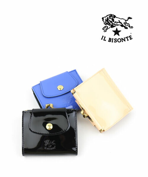 イルビゾンテ 紙入れ 二つ折り 定まり品 IL BISONTE 専売特許 エナメル なめし革 下げ翼付き添い人 蝦蟇口 二つ折り紙入れ ウォレット レトロ パウダーコンパクト 差し上げ物 ・54232307641-0062301(メンズ)(レディース)