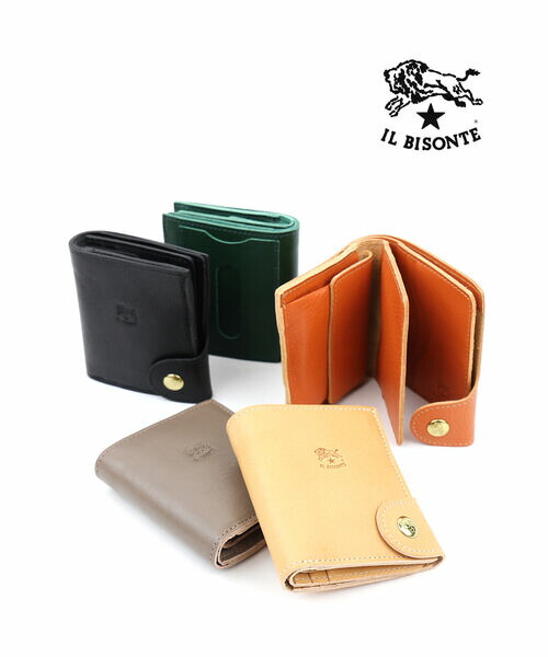 イルビゾンテ 財布 二つ折り 正規品 IL BISONTE ウォレット レザー ユニセックス ギフト 贈り物 プレゼント イタリア製 二つ折り財布 ヌメ ブラック ・54202309840-0062601(メンズ)(レディース)