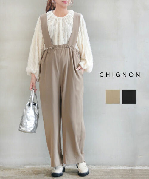 chignonドロストデザインサロペット CHIGNON シニヨン サス付きサロペット 3742-307 | Deargo
