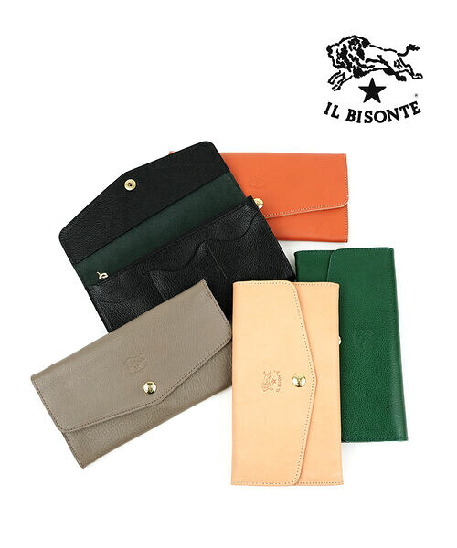 イルビゾンテ IL BISONTE 長財布 二つ折り 財布 ロングウォレット レザーウォレット 正規品 牛革 本革 シンプル フラップ ベーシック イタリア製 ギフト プレゼント・54242305140-0062502(メンズ)(レディース)