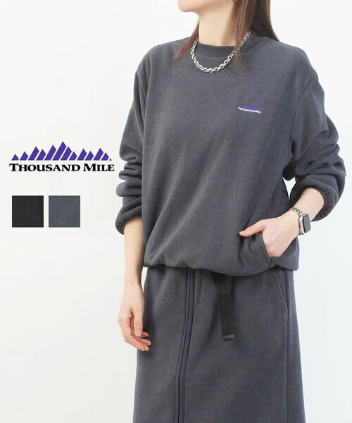 【30%OFF】サウザンドマイル THOUSAND MILE ティーシャツ トップス 長袖 秋冬 フリース 生あたたかい 衣嚢付き添い人・TM252KF00140-3882502(レディース)