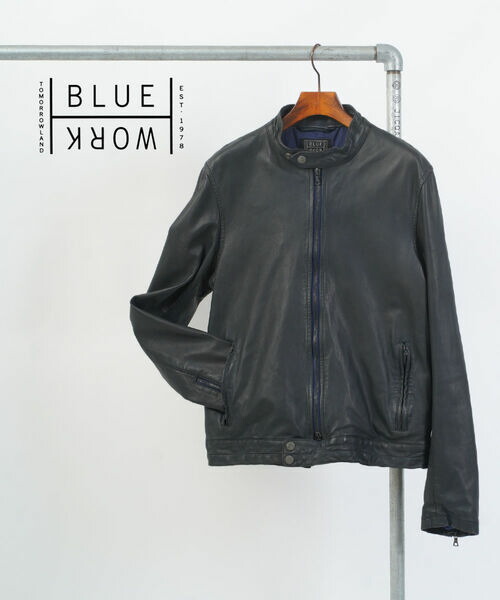 【マラソン期間中ポイント10倍】ブルーワーク Blue Work レザージャケット 革ジャン シングルライダース アウター ヴィンテージ ラムレザー 羊革・RJK-REDYE-9002302(メンズ)(2F)