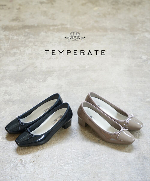 【4/15限定10%クーポン&ポイント10倍】テンパレイト TEMPERATE バレエシューズ レインシューズ パンプス ヒール 靴 晴雨兼用 防水 スクエア リボン おしゃれ かわいい 通勤 オフィス・MONA-0242501(レディース)